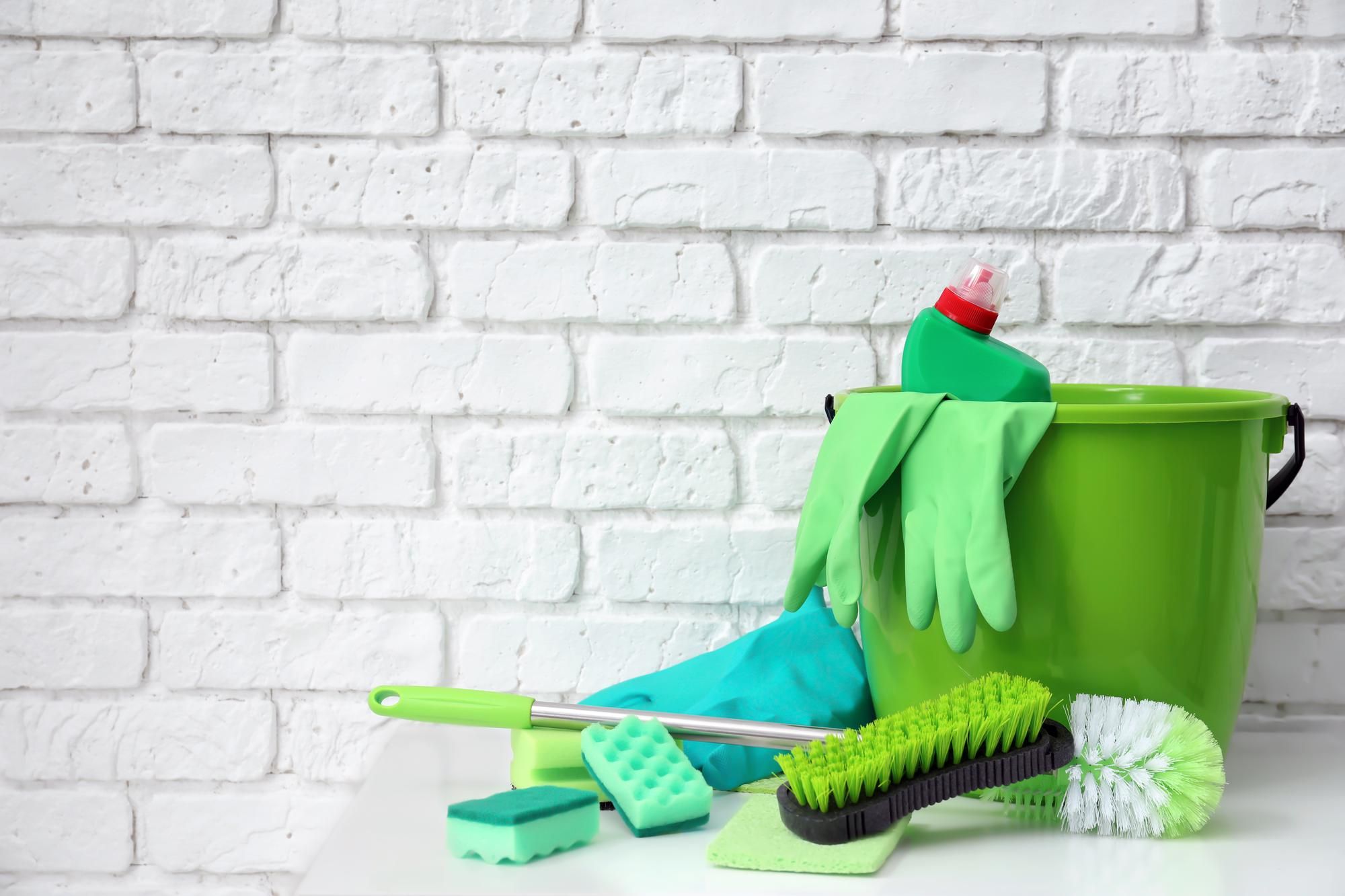 Cleaning supplies and tools staged for an Atlanta-area job